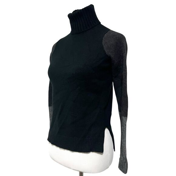 Vince Women’s Turtleneck Sweater Wool Cashmere Black Gray Side Slits Size XS - Picture 1 of 7
